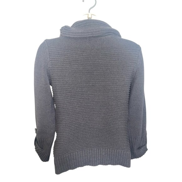 JONES NEW YORK SIGNATURE Women's Size Small Thick Knit Cowlneck Grey Sweater - Picture 2 of 12